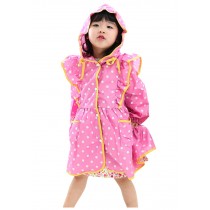 Korean Baby-Girls Princess Dress Raincoat Fashion Children Rainwear Pink Dot S