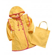Lovely Baby-Girls Princess Dress Raincoat Fashion Children Rainwear Yellow S
