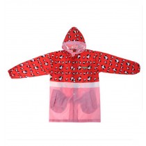 Korean Lovely Baby Raincoat Fashion Children Rainwear Red Leopard Print S