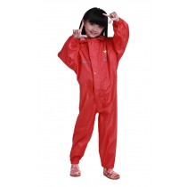 Korean Lovely Baby Siamese Trousers Raincoat Fashion Children Rainwear Red M