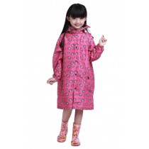 Korean Star Lovely Baby Raincoat Fashion Children Rainwear Deep Pink  S