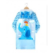 Korean Lovely Baby Raincoat Fashion Children Rainwear Blue Elephant  M