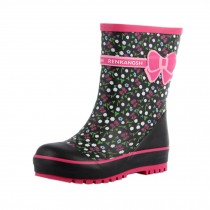 Kids' Rain Boots Cute Bowknot Black Rainy Days Children's Rain Shoes 16.5CM