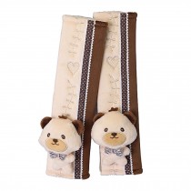 a Pair of Baby Kid Car Seat Strap Cover Toddler Infant Stroller Strap Cover BEAR