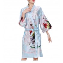 Retro Style Beauty Salon Flower Gown Robes Hairdressing Gown for Clients, Blue