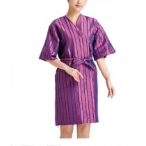 Beauty Salon Straight Strip Gown Robes Hairdressing Gown for Clients, Purple