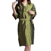 Beauty Salon Straight Strip Gown Robes Hairdressing Gown for Clients, Green