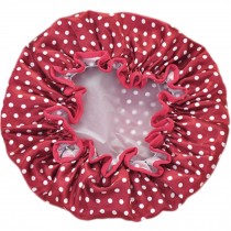 Set of Two Waterproof Double Layer Shower Cap Spa Bathing Caps(Red Dot)