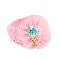 Elegant Pink Rose Girl Headdress Lace Headband Baby Accessories