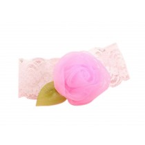 Lovely Pink Rose Girl Headdress Lace Headband Baby Accessories