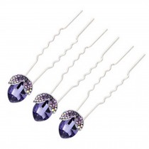 Tulip Purple Synthetic Crystal Diamond Pin U-shaped Hairpin Set