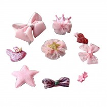 Set of 10 Soft Cloth Little Girls Hair Accessories Hair Barrettes Hairpins Pink