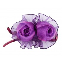 [Pure Purple] Double-Rose Hair Styling Tool Barrette & Ponytail Holder Hair Clip