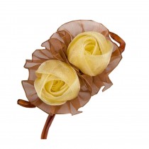 [Yellow] Double-Rose Hair Styling Tool Barrette & Ponytail Holder Hair Clip