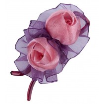 [Pink] Double-Rose Hair Styling Tool Barrette & Ponytail Holder Hair Clip