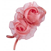 [Naked Pink] Double-Rose Hair Styling Tool Barrette & Ponytail Holder Hair Clip