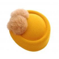 Wool Fedora Hat Small Hat Hairpin Side Clip Hair Accessories, Yellow