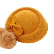 Wool Fedora Hat Small Hat Hairpin Side Clip Hair Accessories, Yellow Cravat