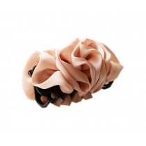 Korean Style Hair Accessory Large Pink Satin Flower Hair Claw