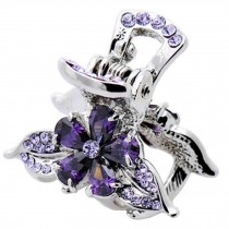 Sweet Flower Hair Claw Elegant Hair Clip Small Size Claw/Hairpin(Purple)