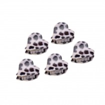 [Set Of 5] Fashion Cute Leopard Mini Fringe Clip Hair Styling Claws, WHITE HEART