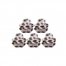 [Set Of 5] Fashion Cute Leopard Mini Fringe Clip Hair Styling Claws, WHITE Bear