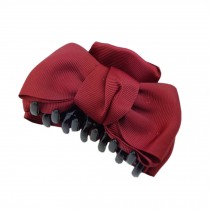 [Set Of 2] Handmade Bowknot Jaw Clip Hair Styling Claws, 3.7 inches, Claret-Red