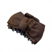 [Set Of 2] Handmade Bowknot Jaw Clip Hair Styling Claws, 3.7 inches, Dark COFFEE