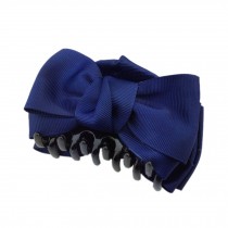 [Set Of 2] Handmade Bowknot Jaw Clip Hair Styling Claws, 3.7 inches, NAVY