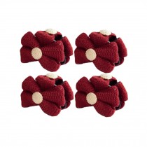 [Set of 4]Fashion Knit Bowknot Small Jaw Clip Hair Styling Claws,2.4 inches,RED