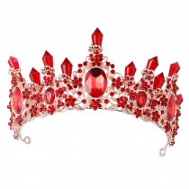 Chinese Wedding Style Bride Hair Decoration Accessories Alloy Red Crown