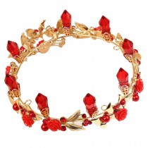 Red Head Decoration Crown with Rhinestone Gold Plated Wedding Supplier