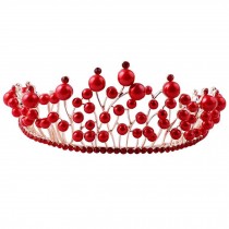 Bride Head Decoration Supplier Western Style Red Beads Wedding Crown 18x6.5cm