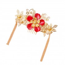 Retro Style Alloy Material Gold Plated Hair Combs with Tassel Decoration