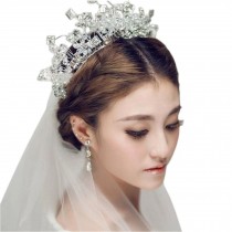 Flower Rhinestones Beads Bridal Wedding Lace Headband Hair Accessories, K