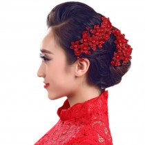 Flower Rhinestones Beads Bridal Wedding Lace Headband Hair Accessories, G