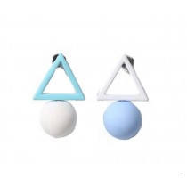 European Style Simple Triangles Temperament Earrings Asymmetric Earrings,Blue