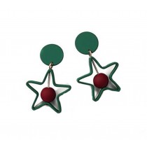 European Style Star Temperament Earrings Asymmetric Earrings,Green