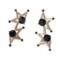 European Style Star Bead Temperament Dangler Vintage Earrings, Black