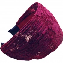 Fold Lace Headband Fashion Hairband Wide Headwrap Hair Accessories(Wine Red)