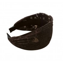 Fold Lace Headband Fashion Hairband Wide Headwrap Hair Accessories(Brown)