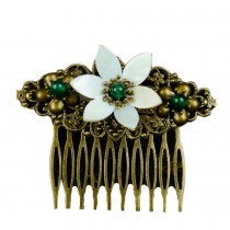 Classical Style Hair Comb Metal White Flower Hair Decoration Chic Hair Comb
