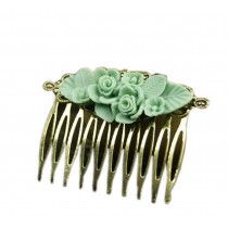 Set of 2 Classical Hair Comb Metal Green Flower Hair Decoration Chic Hair Comb