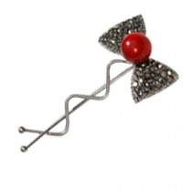 3 Pcs Fashion Lady Diamond Red Beads Tie Hairpin Headdress