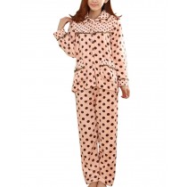 [Polka Dot] Fashion Soft Warm Coral Fleece Pajama Set, L (Asian Size)
