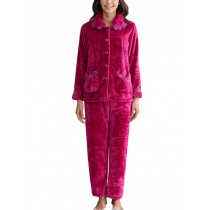 Fashion Soft Warm Coral Fleece Pajama Set ROSE, XL (Asian Size)