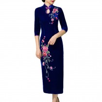 Chinese Dress Thin Velvet Dress Cocktail Dress Cheongsam Dress Qipao Dress