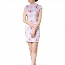 Flora Retro Oriental Dress Short Chinese Traditional Dress Cheongsam Qipao