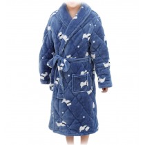 Thicken Soft Plush Lapel Bathrobes for Boys Girls Winter Bath Homewear, Dog