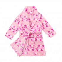 Cozy Flannel Self Tie Lapel Robe Pajamas for Boys Girls Winter Bath Homewear